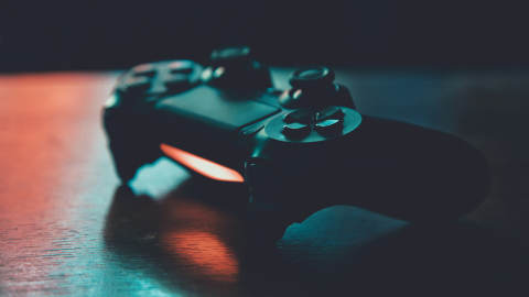 Video game controller on a table